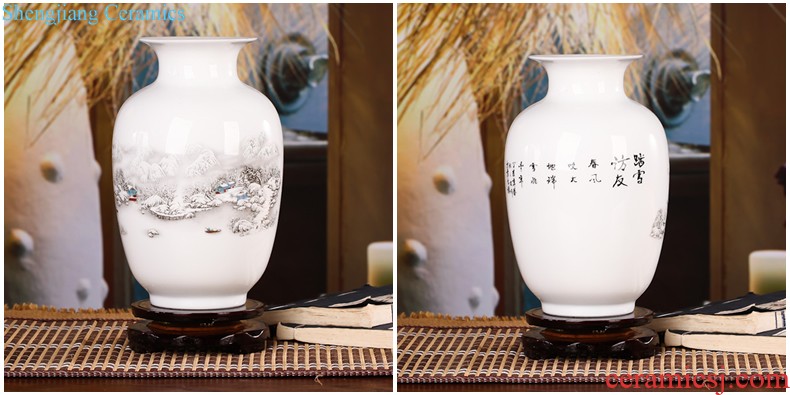 Jingdezhen ceramic blue vase manually contracted style living room TV ark flower arranging household handicraft furnishing articles