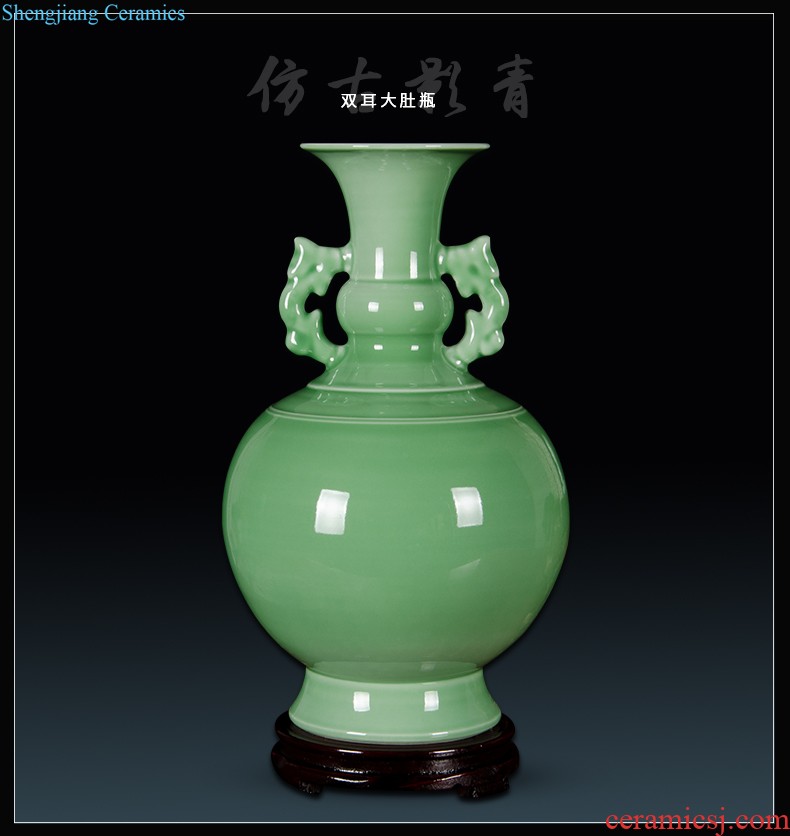 Jingdezhen ceramics three-piece vase furnishing articles flower arrangement of Chinese style porch decoration home decoration large living room