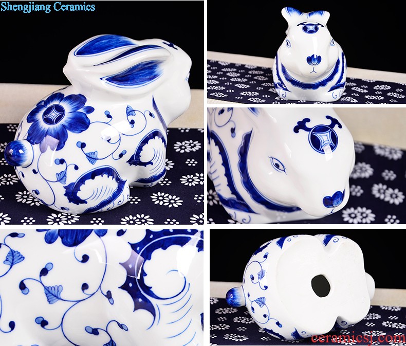 Jingdezhen ceramics of large vase antique blue-and-white youligong Chinese style porch decorate furnishing articles large living room