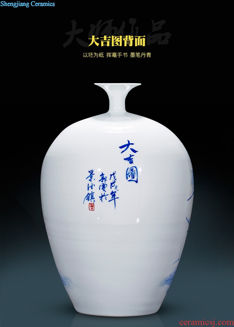 Jingdezhen ceramic hand-painted large blue and white porcelain vase Lin He spring sitting room adornment TV setting wall furnishing articles