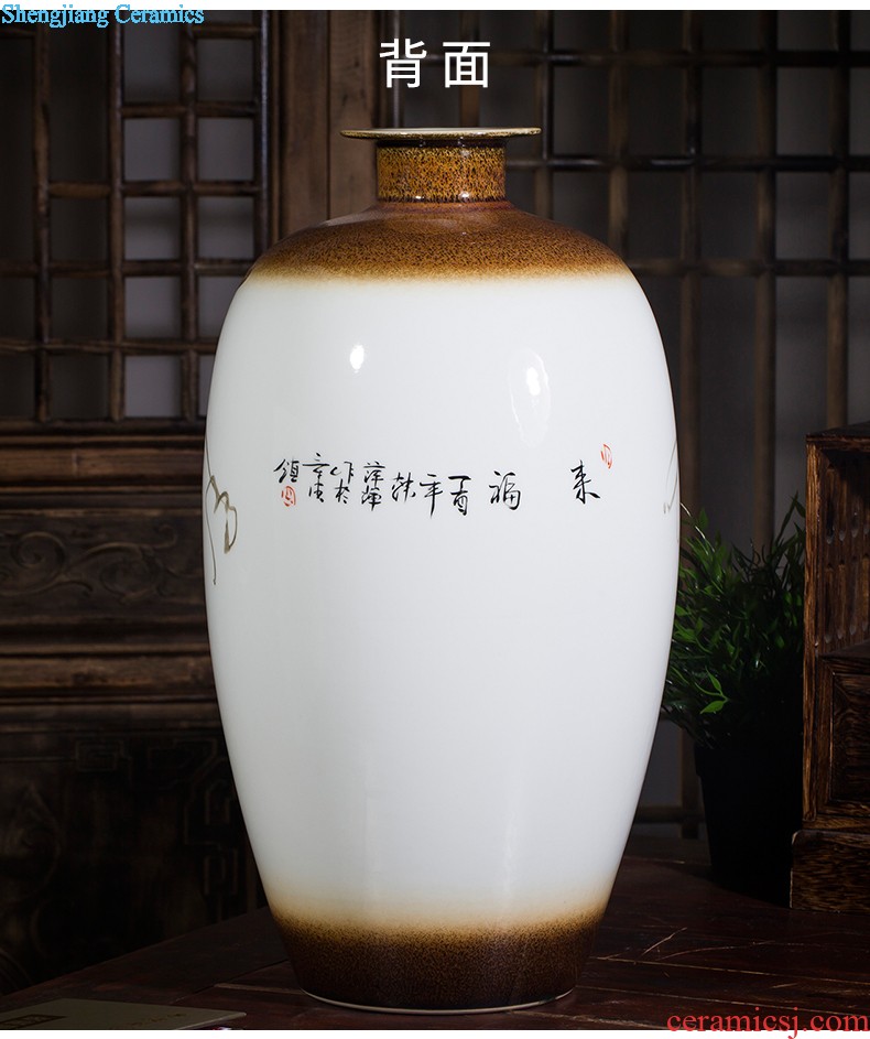 Jingdezhen ceramic floor big vase archaize hand-carved yueyang sitting room adornment is placed opening gifts