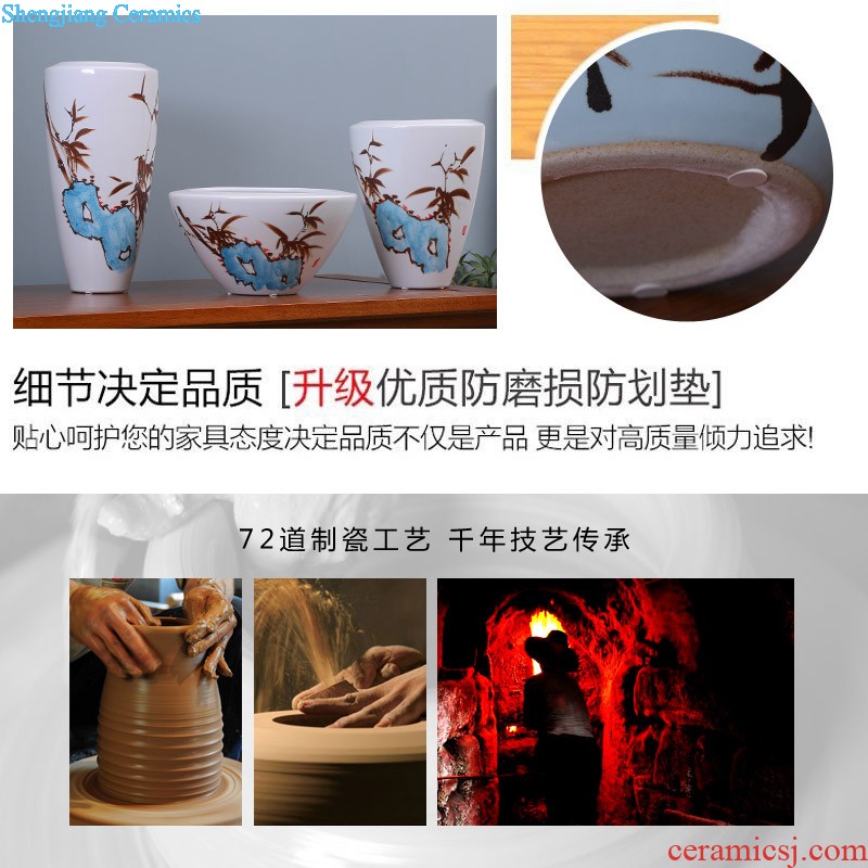 Jingdezhen ceramic furnishing articles Manual celadon vase ears zen new sitting room of Chinese style household decoration process