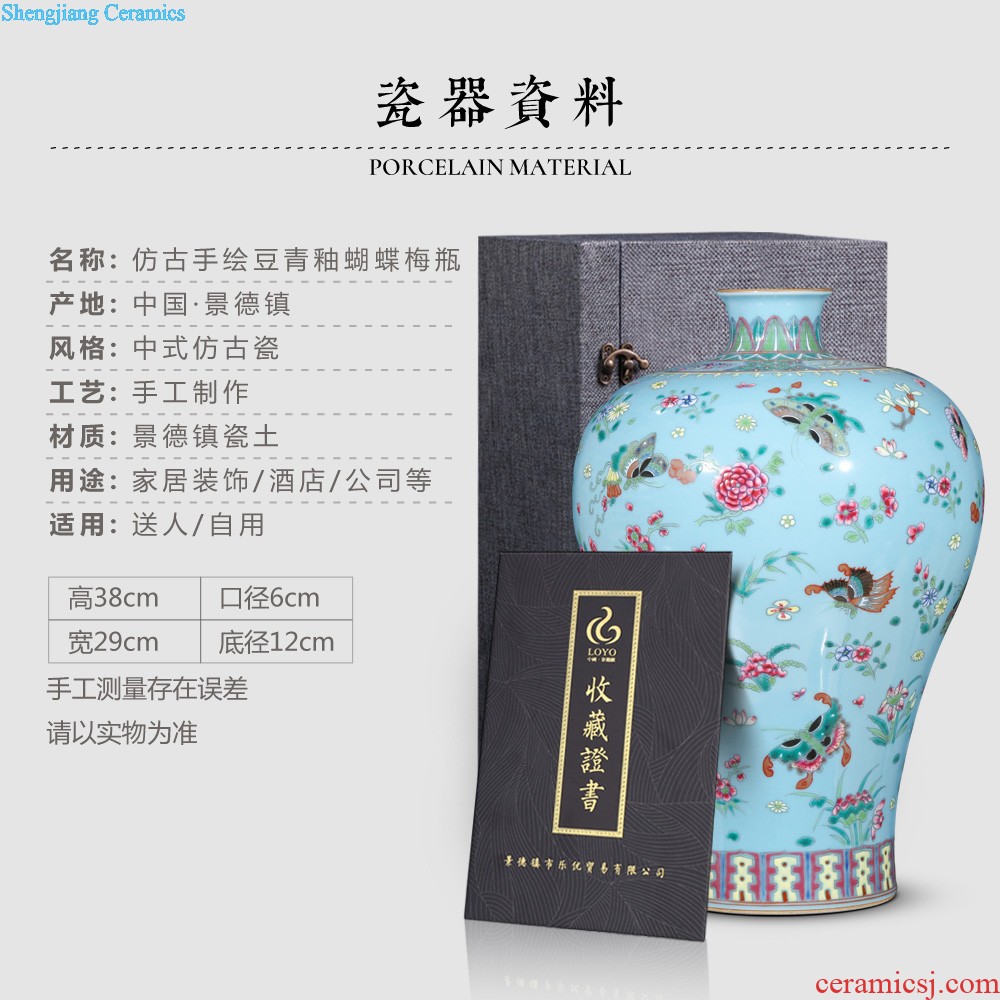 Jingdezhen ceramics imitation qing qianlong pastel LuHe spring vase with Chinese style household adornment penjing collection