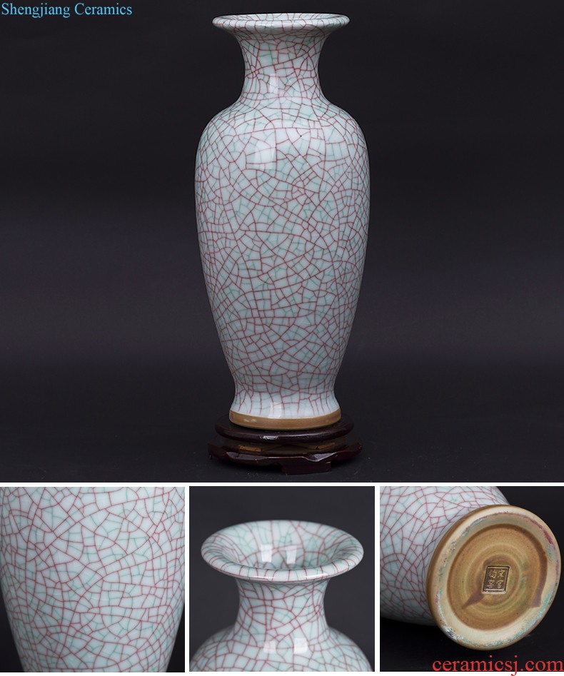 Jingdezhen ceramic blue vase flower arranging home decoration of Chinese style dried flowers flower arrangement sitting room porch decoration furnishing articles