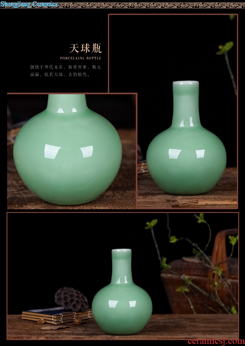 Jingdezhen ceramic vases, furnishing articles New Chinese style traditional Chinese painting landscape dried flowers flower arrangement home office decorations