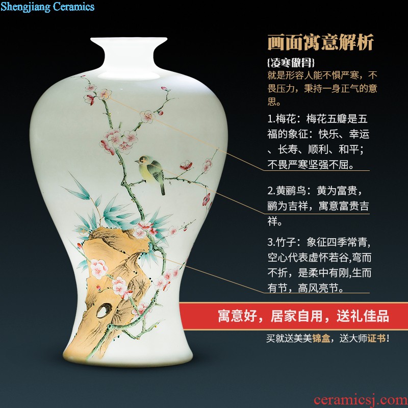 Jingdezhen ceramic masters hand-painted vases furnishing articles bamboo report peaceful living room TV cabinet porch decoration business gifts