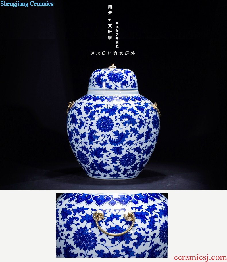 Jingdezhen ceramic hand-painted tank sitting room place the calligraphy and painting cylinder large fish bowl goldfish bowl lotus flower pot FCG