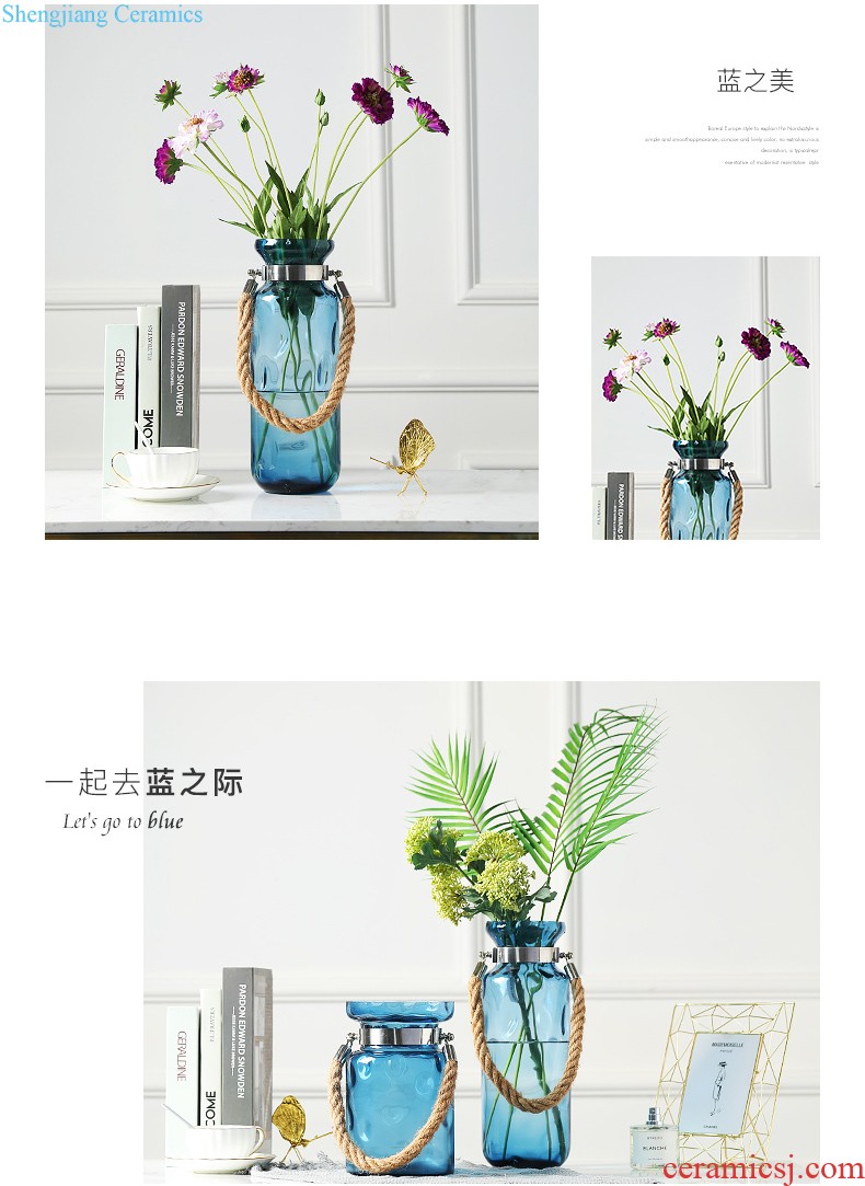 Contemporary and contracted ceramic vase furnishing articles sitting room flower arranging, creative water transfer printing vase household adornment furnishing articles