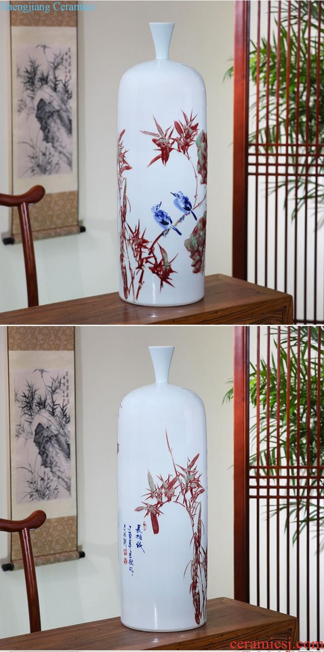 Jingdezhen ceramic creative hand blue and white porcelain vase flower arranging place of new Chinese style restoring ancient ways home sitting room adornment