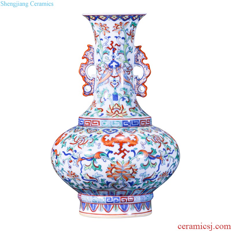 Jingdezhen ceramics blue colour imitation qing qianlong offering dragon mei bottle of flower vases, house sitting room adornment furnishing articles