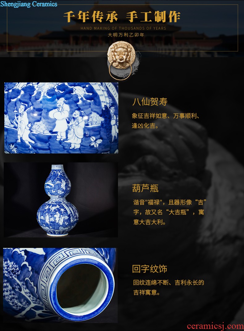 Hand of large blue and white vase sf50 jingdezhen ceramics riches restaurant decoration large living room