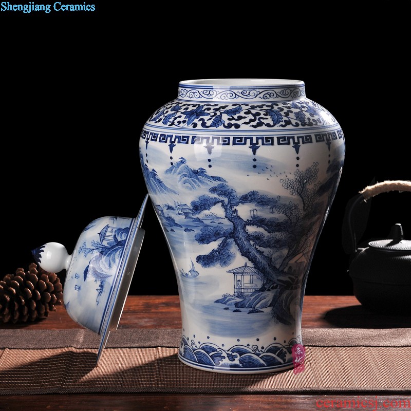 Jingdezhen ceramics hand-painted blue and white porcelain vase flower arrangement of vitality New Chinese style household adornment furnishing articles