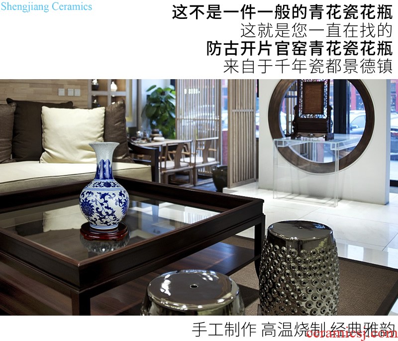 Jingdezhen ceramic Mediterranean style blues blue vase three-piece sitting room is contracted flower adornment furnishing articles