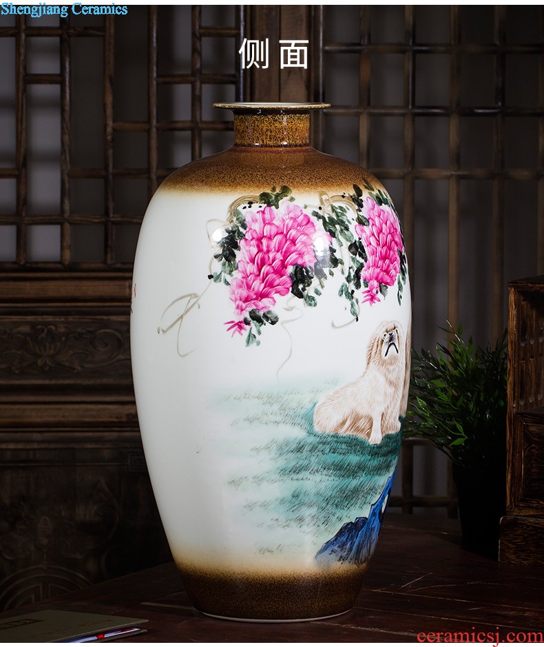 Jingdezhen ceramic floor big vase archaize hand-carved yueyang sitting room adornment is placed opening gifts