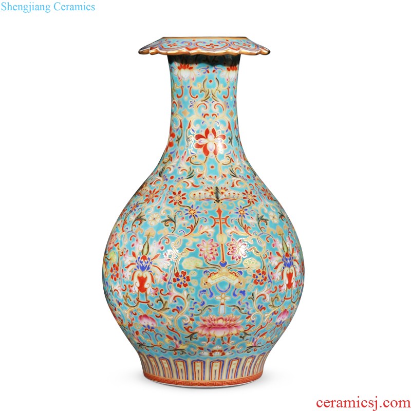 Jingdezhen imperial kiln chinaware imitation qing qianlong pastel ensemble figure high zhuang pot sitting room decorative furnishing articles