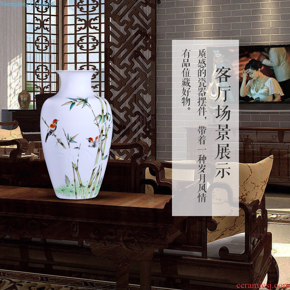 Jingdezhen ceramics vase hand-painted shan cheng jing study of TV ark hotel decoration of Chinese style household furnishing articles