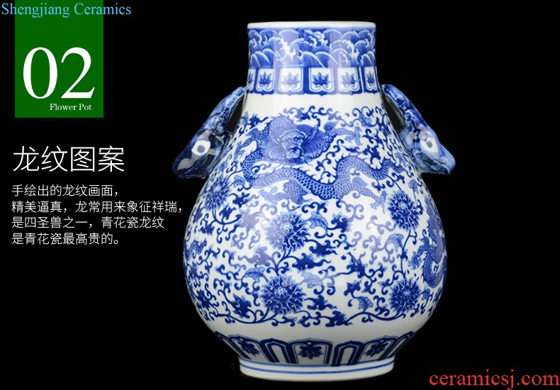 Jingdezhen ceramic hand-painted new Chinese vase creative living room TV cabinet dry flower arranging flowers home furnishing articles