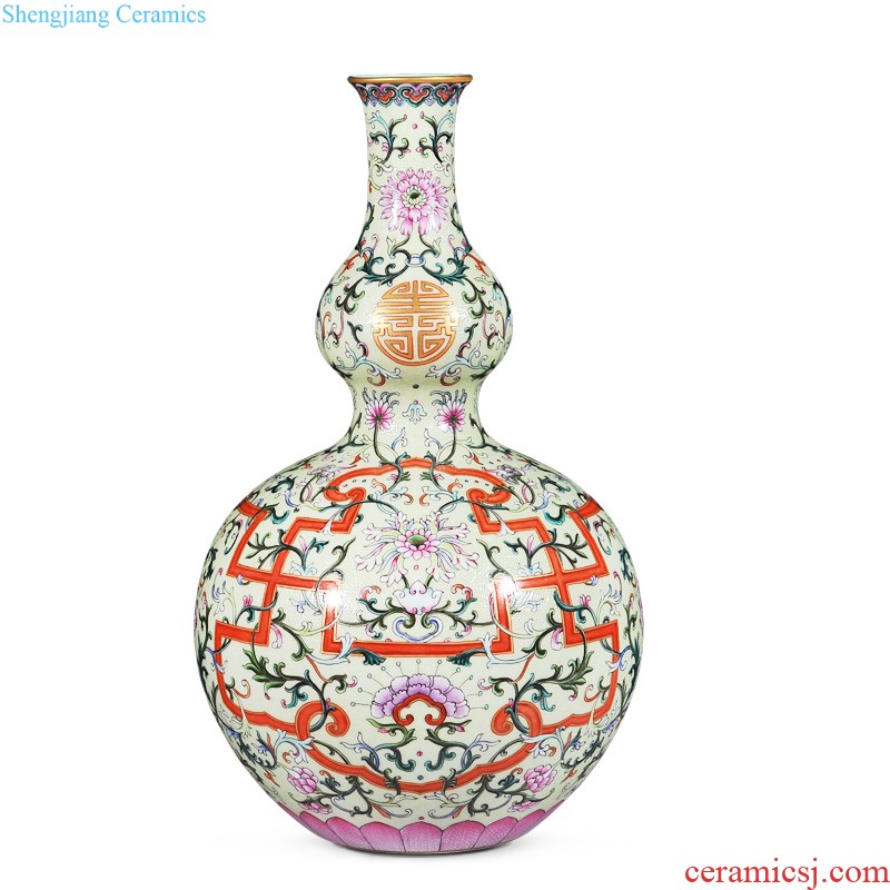 Jingdezhen ceramic imitation of qianlong emperor kiln the blue paint powder enamel vase YingXiWen lantern sitting room adornment is placed