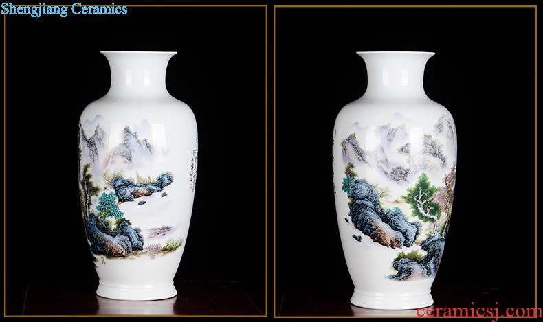 Antique hand-painted Z055 jingdezhen ceramics powder enamel blooming flowers large vases, sitting room adornment is placed