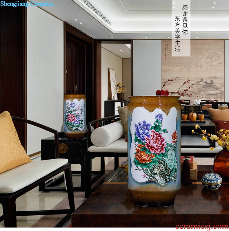 Jingdezhen ceramics famous hand-painted flower arranging device of blue and white porcelain vase furnishing articles rich ancient frame sitting room decoration