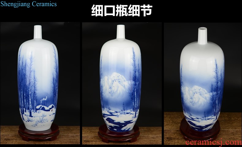 Jingdezhen ceramics Archaize peacock blue vase Chinese sitting room ark creative retro furnishing articles ornaments