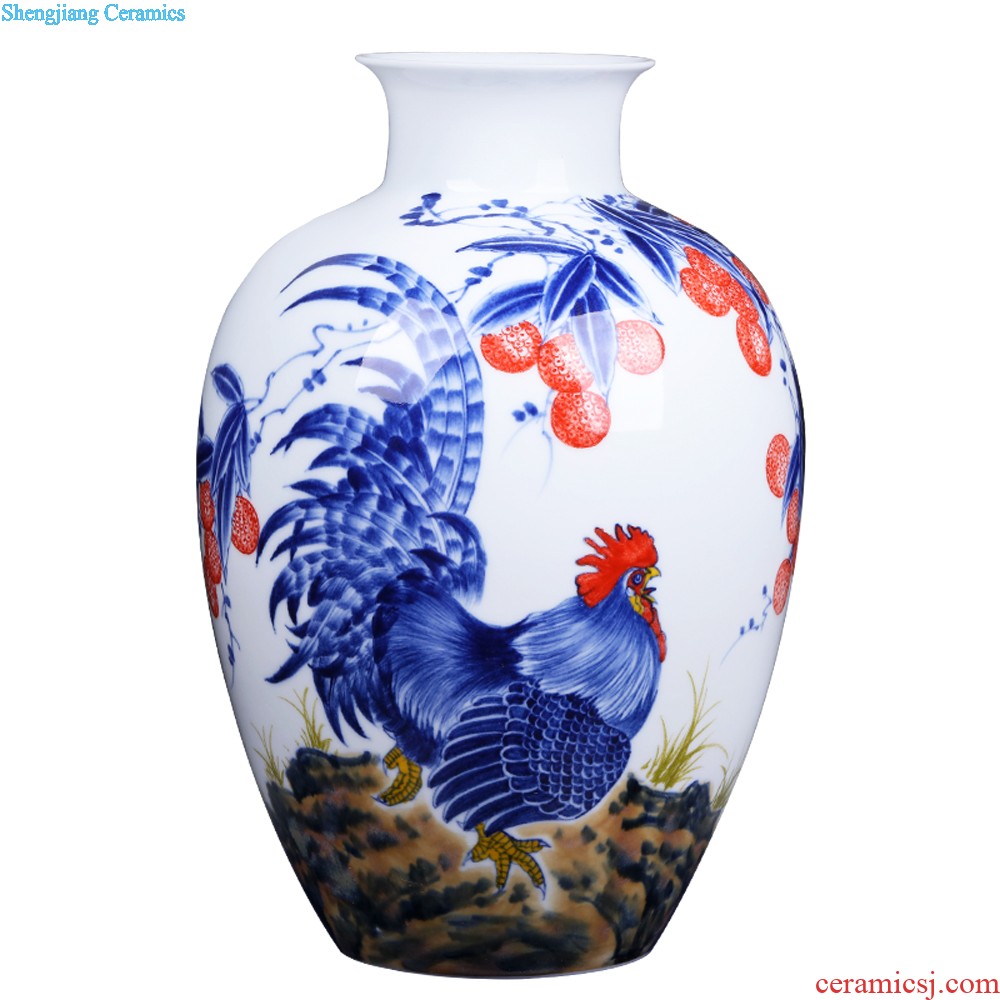 Jingdezhen ceramics vase furnishing articles Pastel landscape decoration new Chinese style household living room TV cabinet