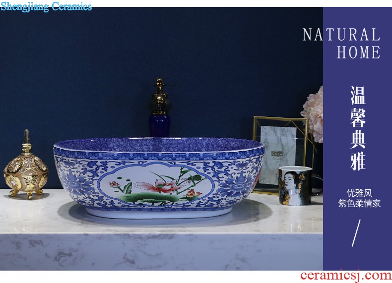 On the ceramic bowl wash gargle lavabo household elliptic art basin bathroom wash a face to face basin sink