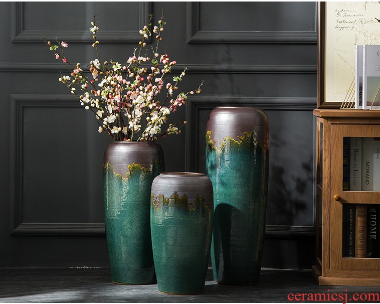 Jingdezhen ceramic vase furnishing articles of large sitting room porch home decor contemporary and contracted flower arranging dried flower porcelain