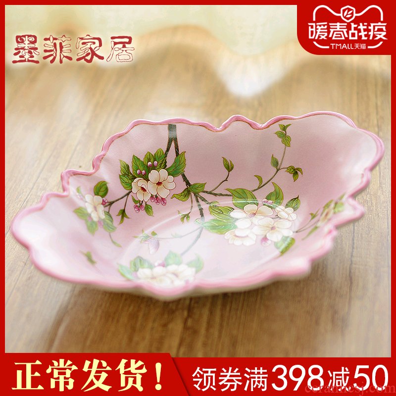 American ceramic big fruit tray was the new Chinese style furnishing articles to decorate the sitting room tea table dry fruit tray table fruit bowl the receive keys