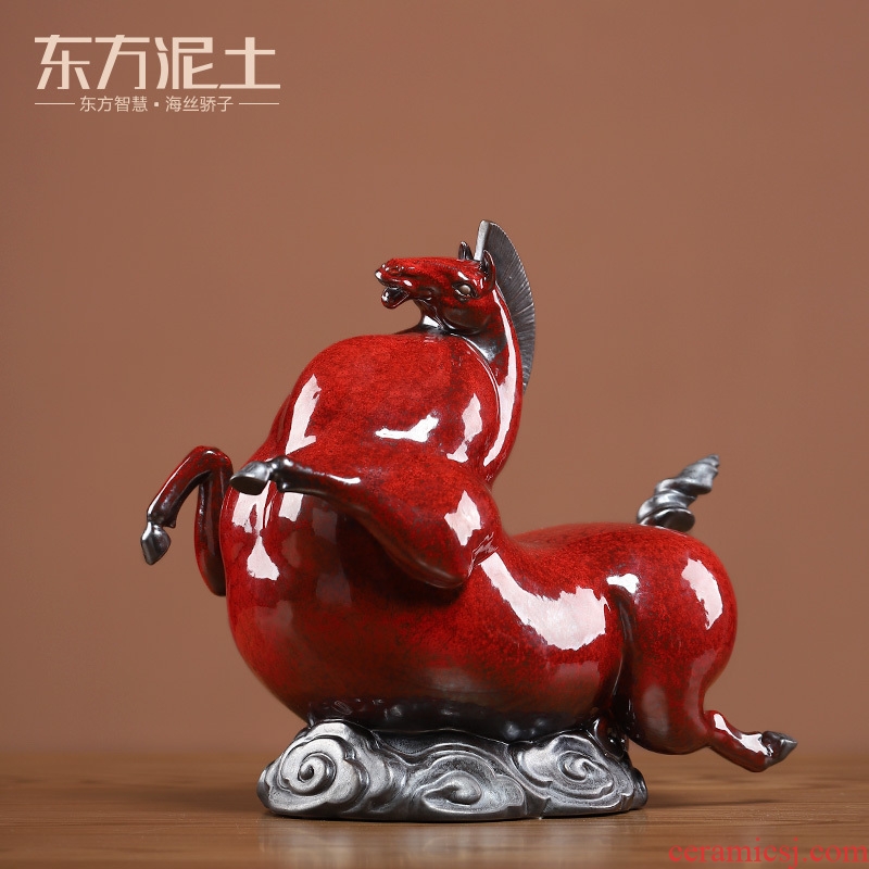 Oriental soil archaize ceramic don horse place to live in the sitting room TV ark, wine desktop decoration arts and crafts