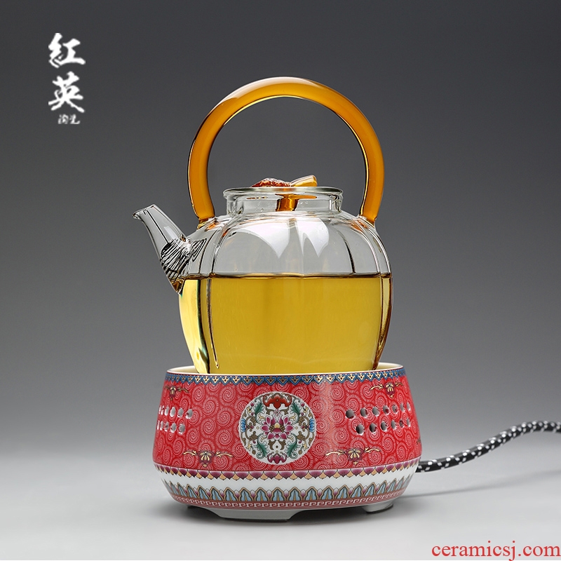 Jingdezhen colored enamel glass teapot herbal tea pu 'er the boiled tea, the electric ceramic tea stove cooking kettle suits for