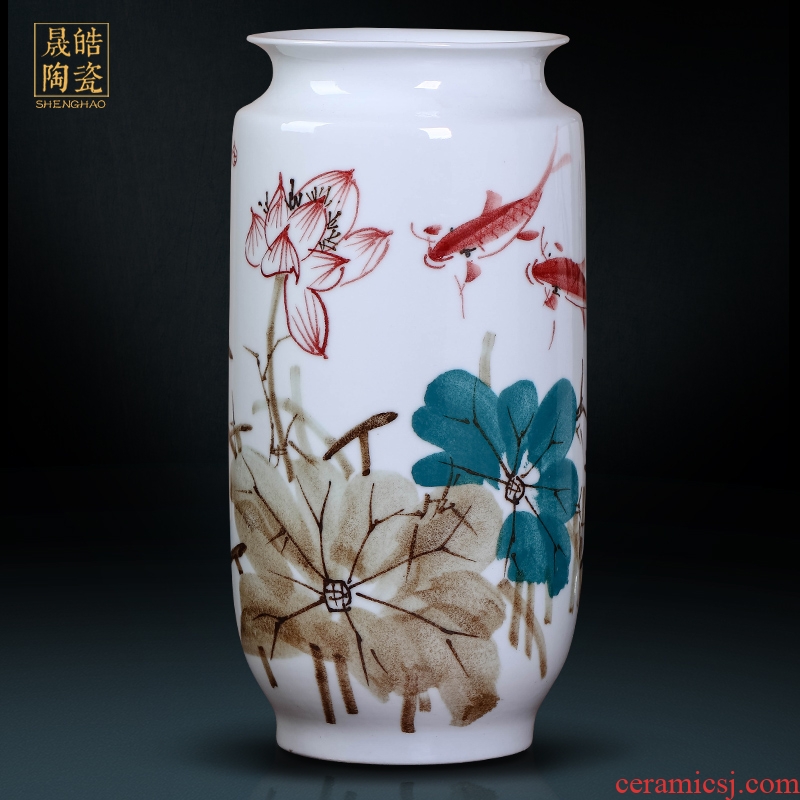 Jun hand - made master of jingdezhen ceramic plug-in dry vase painting drum home decoration TV ark, handicraft furnishing articles