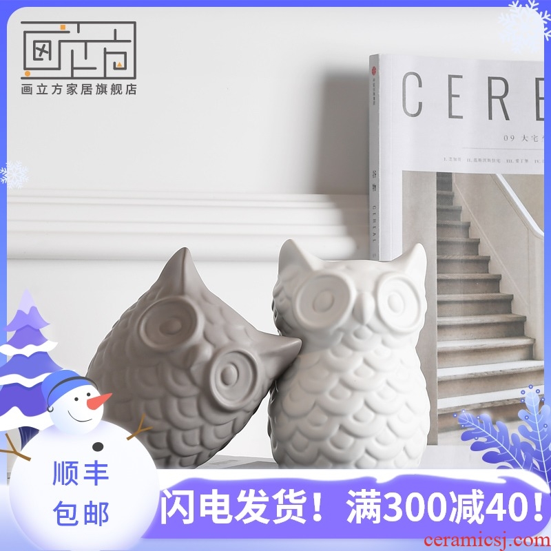 Painting cubic Nordic modern home decoration decoration is soft outfit ceramic owl furnishing articles creative arts and crafts