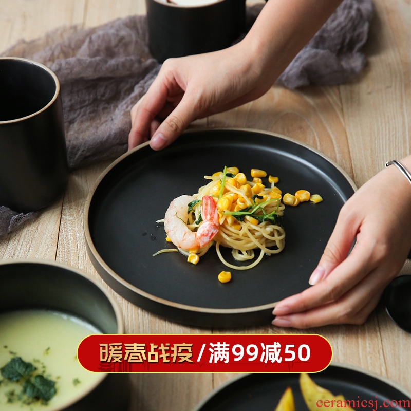 In northern sichuan contracted matte enrolled porcelain tableware plate household food dish to eat bowl bowl of coffee cups of PZ - 180