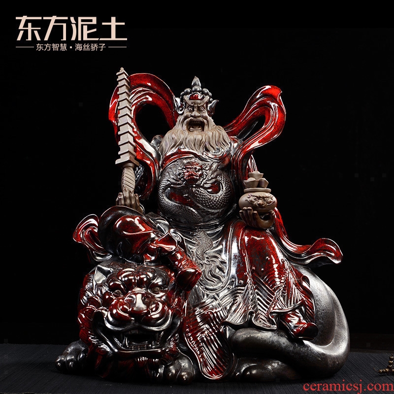 The east mud flame red glaze ceramic wu mammon furnishing articles creative opening gifts home sitting room adornment The desktop
