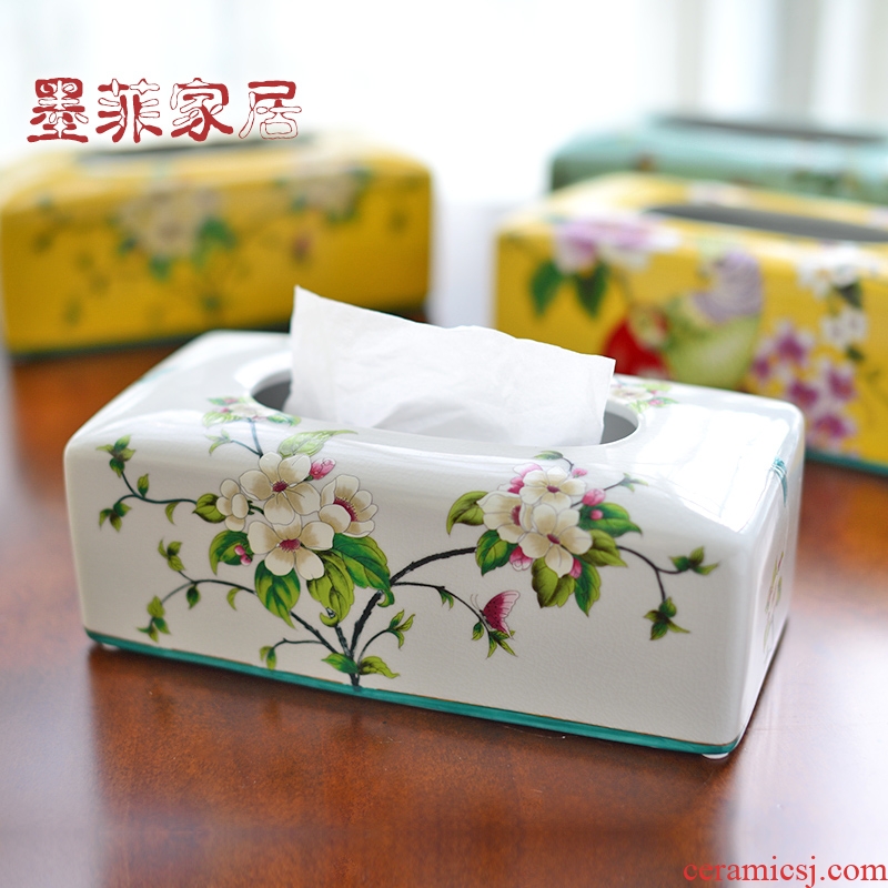 New Chinese style ceramic pump cartons household American desktop paper suction boxes sitting room adornment napkin tissue box furnishing articles