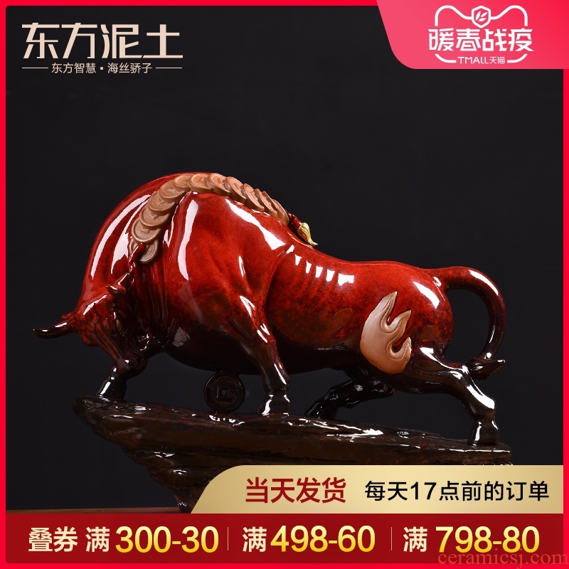 Oriental clay ceramic cow furnishing articles office desktop decoration opening gifts/bullish