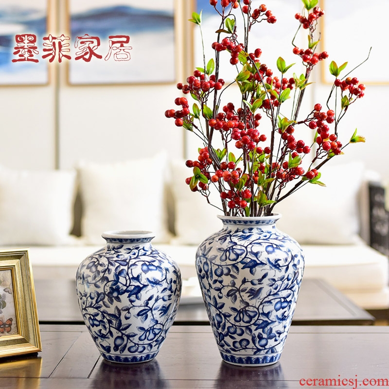 The new Chinese blue and white porcelain vase I sitting room table, TV ark, porch simulation flower art flower arranging flowers, furnishing articles