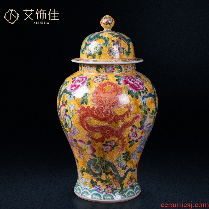 Jingdezhen ceramics imitation qianlong enamel dragon grain size general floor can decorate the sitting room TV ark, furnishing articles