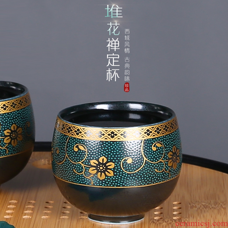 Ceramic building small lamp that kung fu tea tea light single master cup sample tea cup temmoku up household kung fu tea set