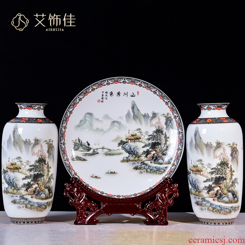Landscape of jingdezhen ceramics vase Chinese penjing flower arranging a three - piece sitting room home TV ark, adornment
