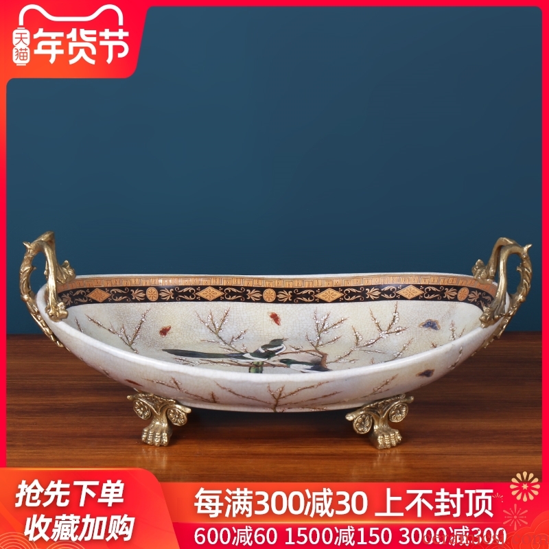 Hon jubilee European ceramic fruit bowl luxurious sitting room creative household adornment American tea table coloured drawing or pattern compote furnishing articles