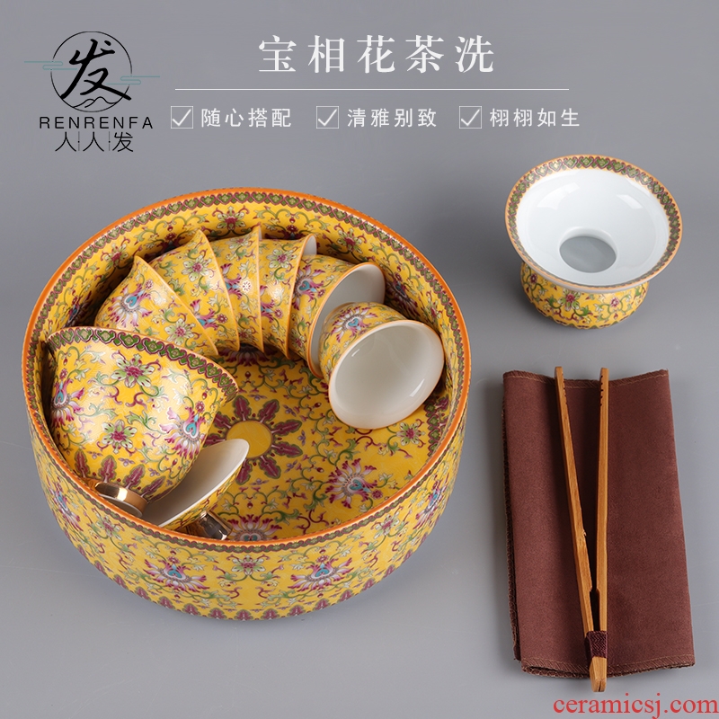 Colored enamel porcelain tea wash to wash large built water in a bowl writing brush washer from dry mercifully kung fu tea accessories in hot water to wash to the bucket