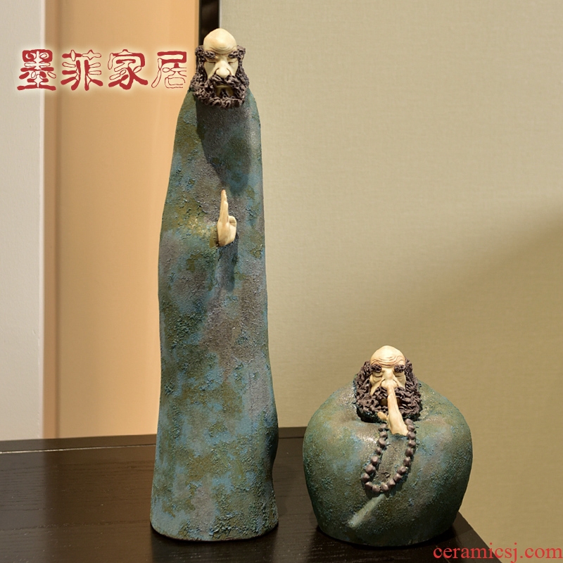 Jingdezhen zen ceramic figure sitting room porch place, a new Chinese style household dharma decoration decoration arts and crafts