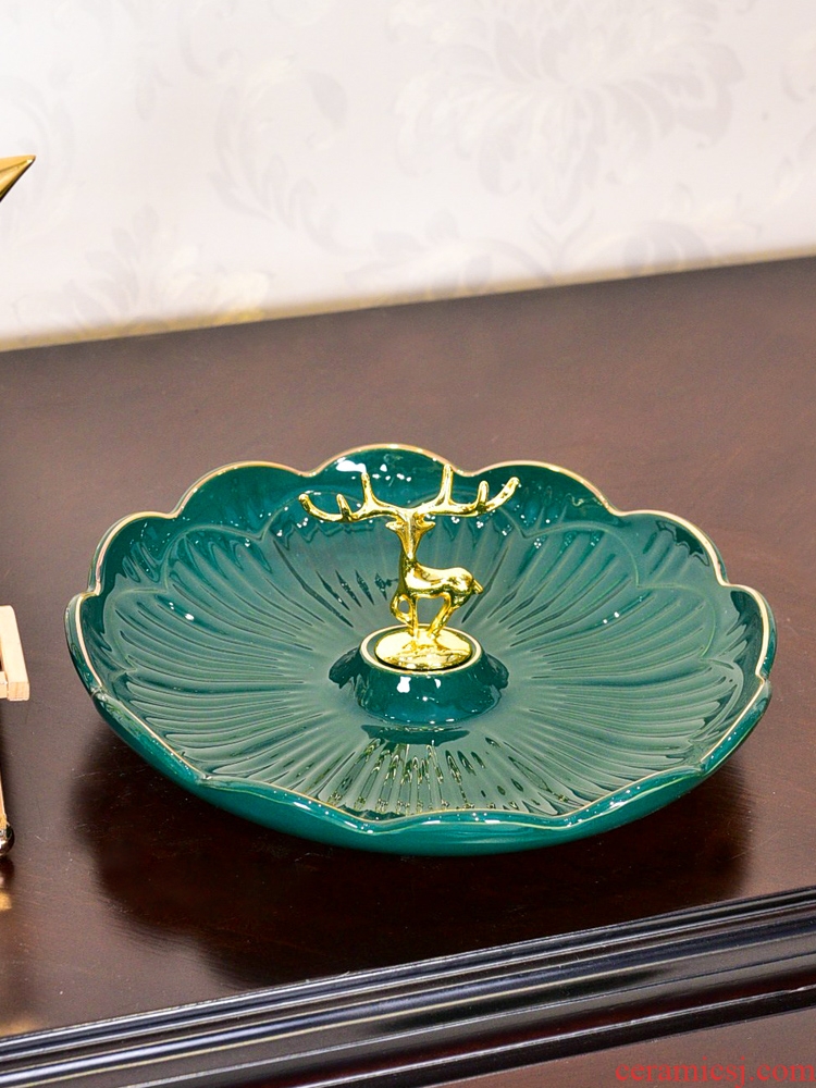 The Sitting room of the new Chinese style household light European - style key-2 luxury ceramic bowl tea table dry fruit tray table porch is the key to the receive furnishing articles