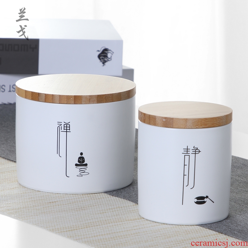 LanGeDing up porcelain tea pot tea accessories household storage warehouse sealed ceramic tea pot pu 'er tea boxes