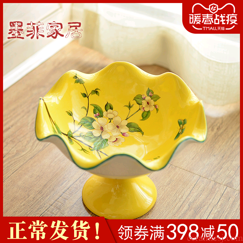 American key-2 luxury compote of new Chinese style living room creative ceramic decorative furnishing articles dry fruit bowl tea table for fruit tray
