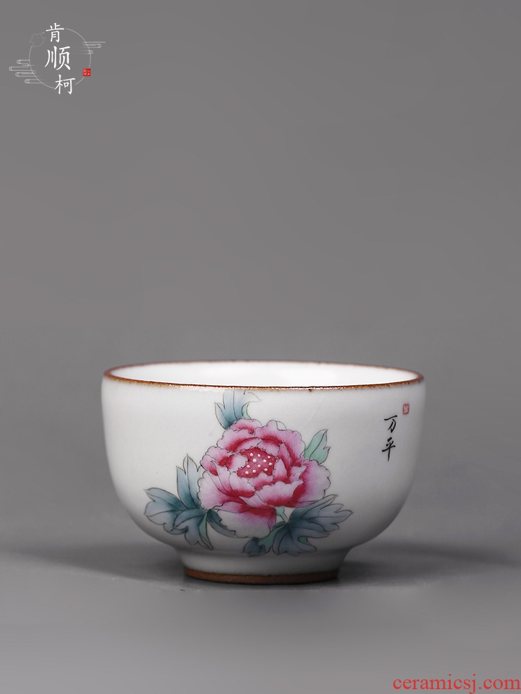 Jingdezhen your up hand - made peony ceramic sample tea cup a cup of pure checking tea set master kung fu tea cup