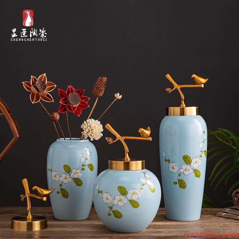 Jingdezhen ceramic furnishing articles contracted sitting room office flower arranging modern creative home decoration porcelain vase