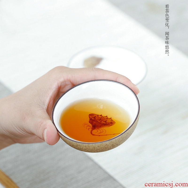 Tang Yan fang hand - made ceramic master kung fu tea tea set tea light clay hat cup single CPU household sample tea cup